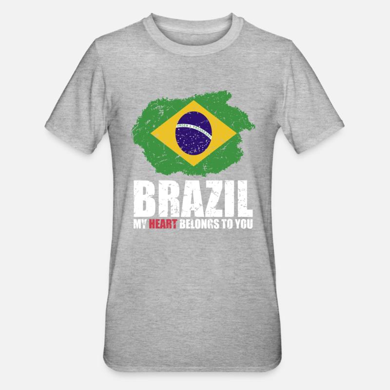 Drapeau du Brésil - T-shirt polycoton Unisexe - gris chiné