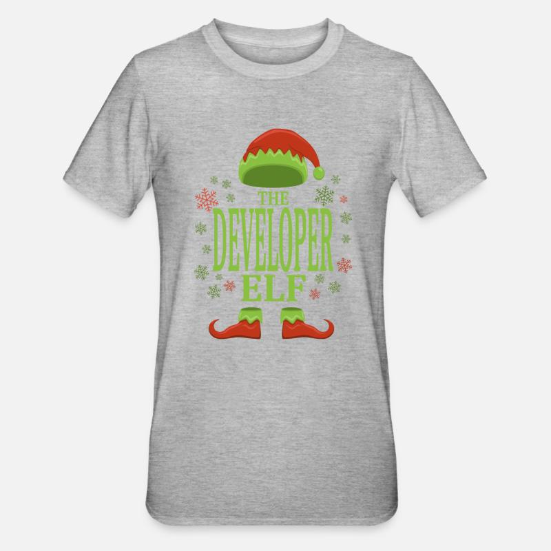 Software Developer Christmas Elf - Unisex Polycotton T-Shirt - heather grey