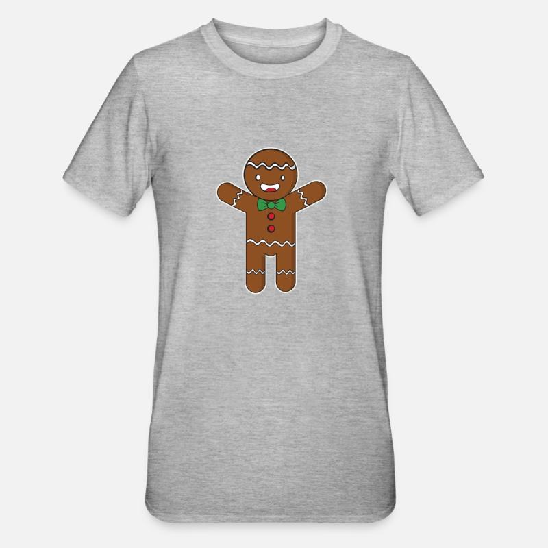 Lebkuchenmann - Unisex Polycotton T-Shirt - Grau meliert