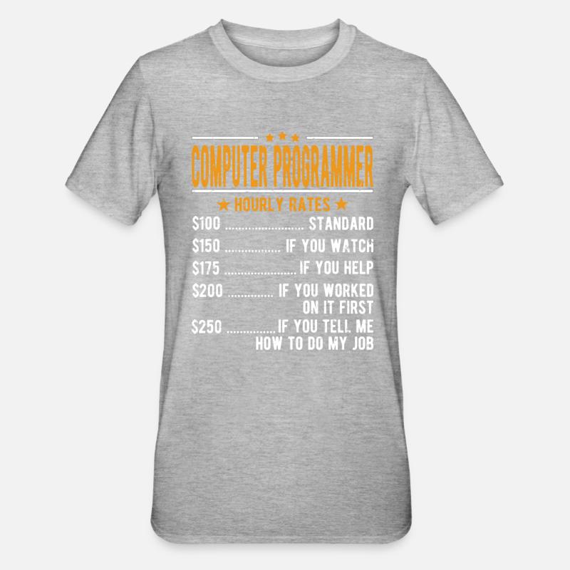 Computer programmer hourly wage - Unisex Polycotton T-Shirt - heather grey