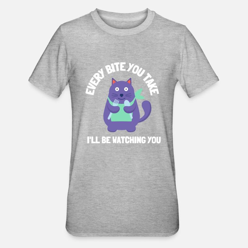 Obésité du gros chat - T-shirt polycoton Unisexe - gris chiné