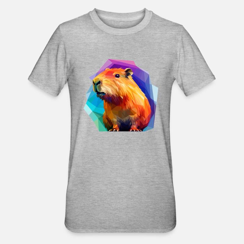 Conception de polygones bas Capybara - T-shirt polycoton Unisexe - gris chiné