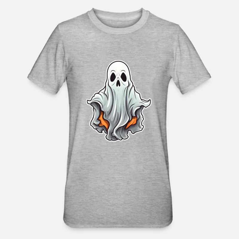 Ghost Halloween Comic - Unisex Polycotton T-Shirt - heather grey