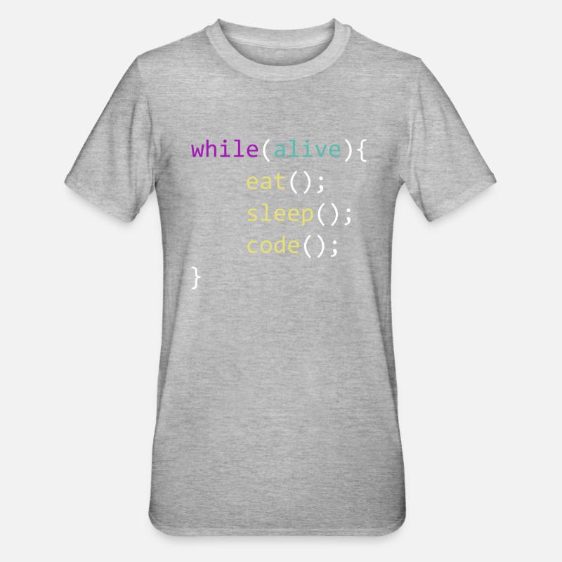 Eat Sleep Code Repeat - T-shirt polycoton Unisexe - gris chiné