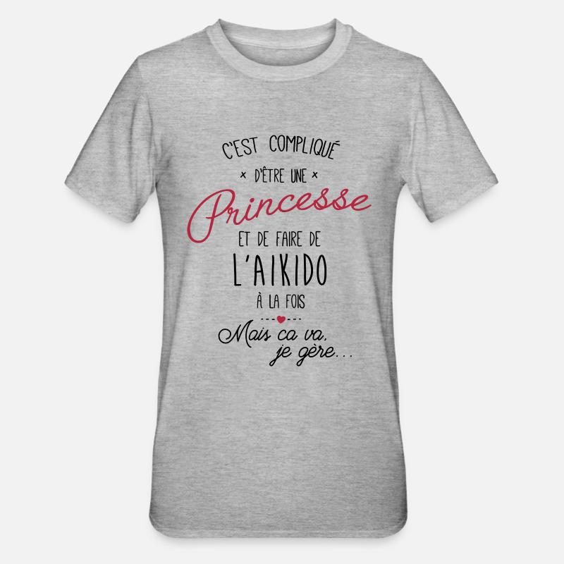 princesse et Aikido - T-shirt polycoton Unisexe - gris chiné