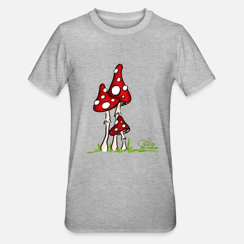 Muchotravky - Toadstools - Unisex Polycotton T-Shirt - heather grey