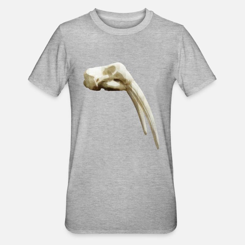 Schädel eines Walross - Unisex Polycotton T-Shirt - Grau meliert