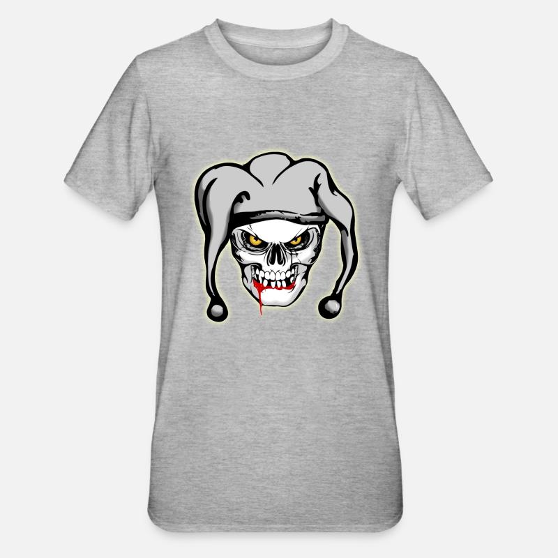 Aggressive Joker Skull - Unisex polycotton T-shirt - grå meleret