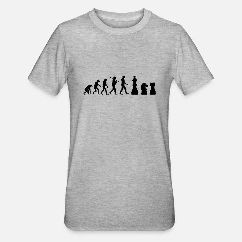 pièces d'échecs d'échecs Evolution cadeau - T-shirt polycoton Unisexe - gris chiné