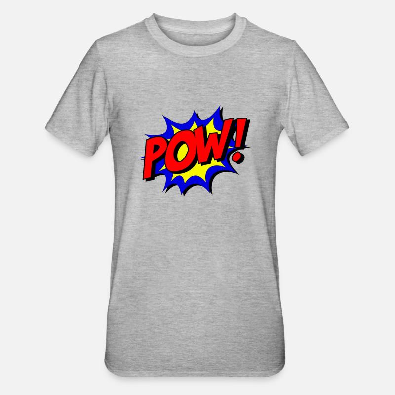POW Design Superheld - Unisex Polycotton T-Shirt - Grau meliert