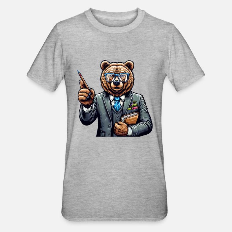 Professeur d’ours mignon - T-shirt polycoton Unisexe - gris chiné