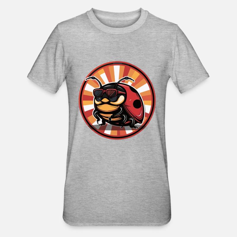 Marienkäfer Comic - Unisex Polycotton T-Shirt - Grau meliert