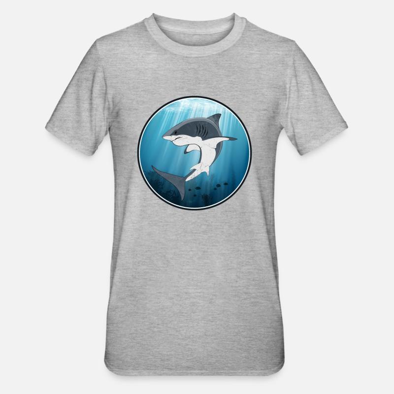 requin blanc - T-shirt polycoton Unisexe - gris chiné