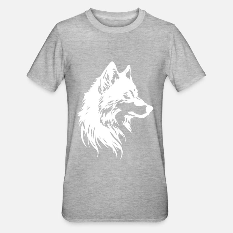 Wolf Kopf Tier - Unisex Polycotton T-Shirt - Grau meliert