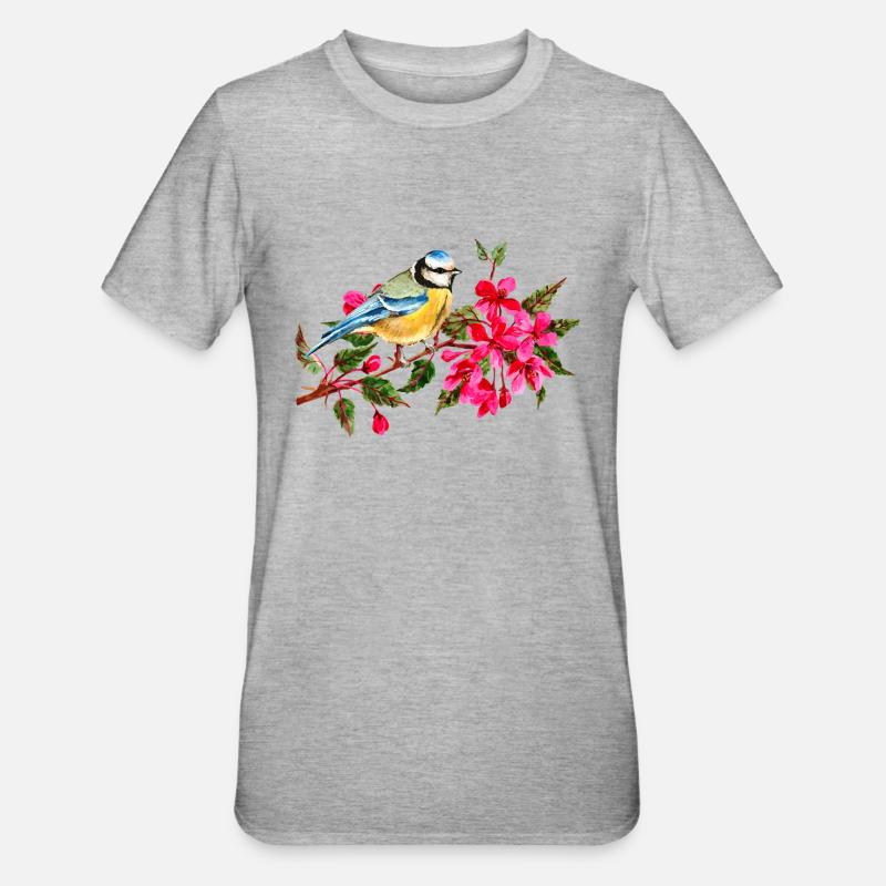 Vogel - Unisex Polycotton T-Shirt - Grau meliert