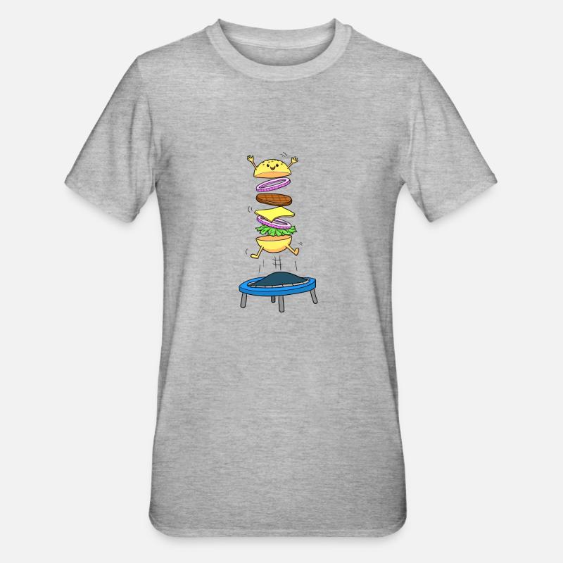 Burger Hamburger Cheeseburger Saut d'obstacles - T-shirt polycoton Unisexe - gris chiné