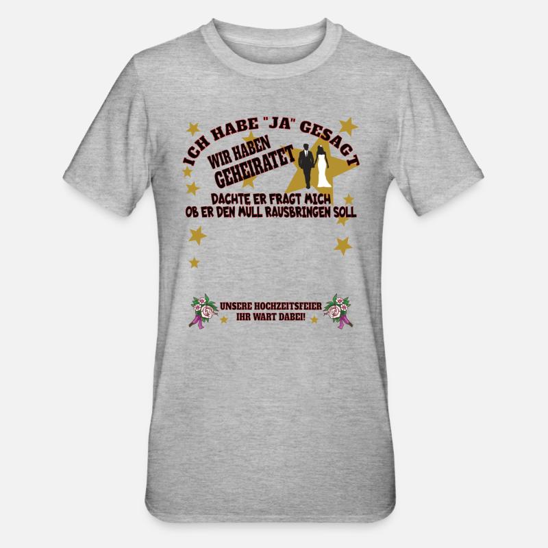 Hochzeit Zubehör Geschenkidee - Unisex Polycotton T-Shirt - Grau meliert