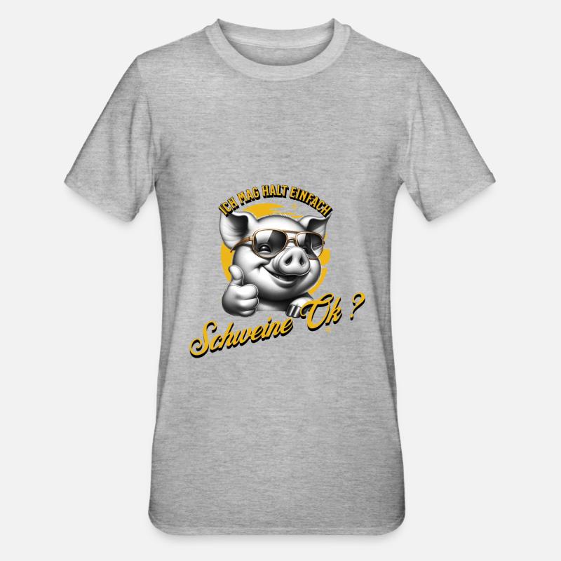 J’aime juste les cochons - T-shirt polycoton Unisexe - gris chiné