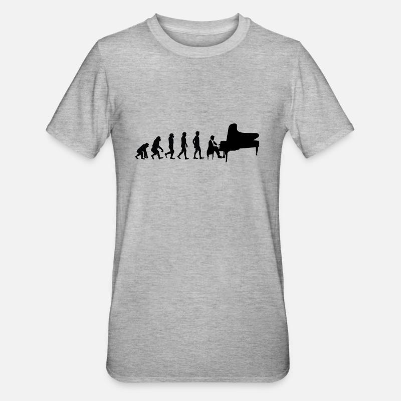 Evolution Pianist - Unisex Polycotton T-Shirt - Grau meliert