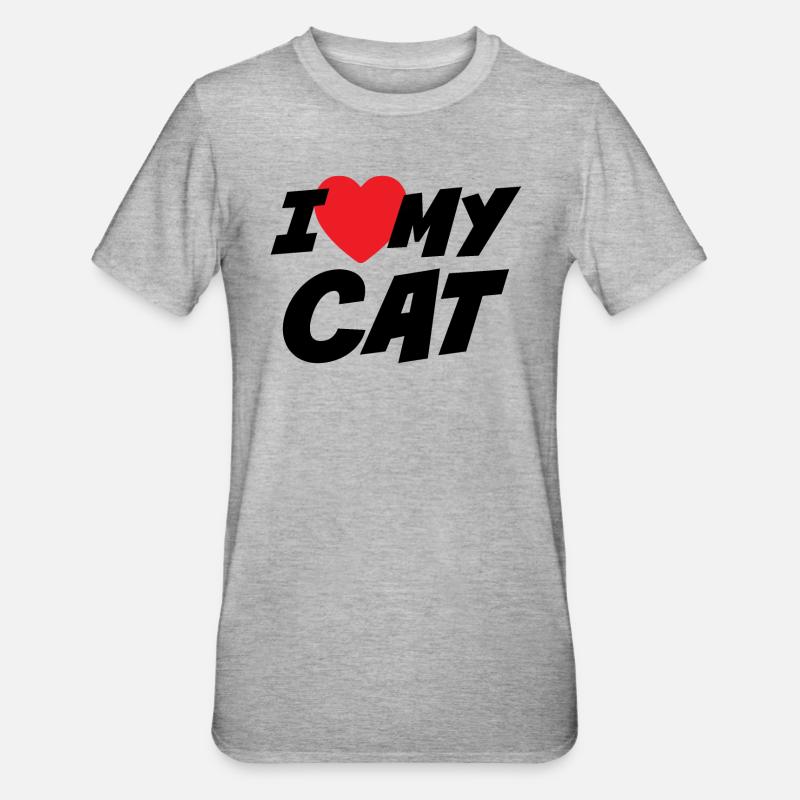 J’aime mon chat - T-shirt polycoton Unisexe - gris chiné