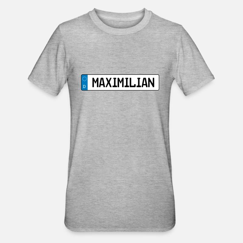 Modifica del regalo Maximilian Nome - Maglietta unisex, mix cotone e poliestere - grigio melange