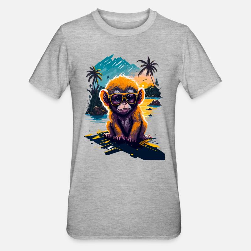 Singe cool - T-shirt polycoton Unisexe - gris chiné