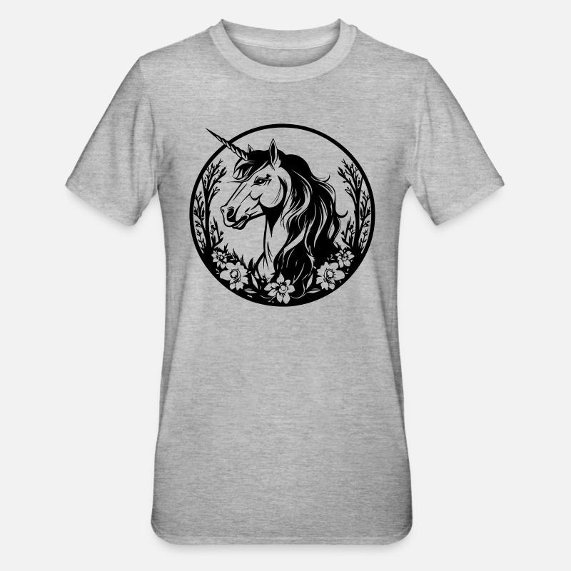 Einhorn - Unisex Polycotton T-Shirt - Grau meliert