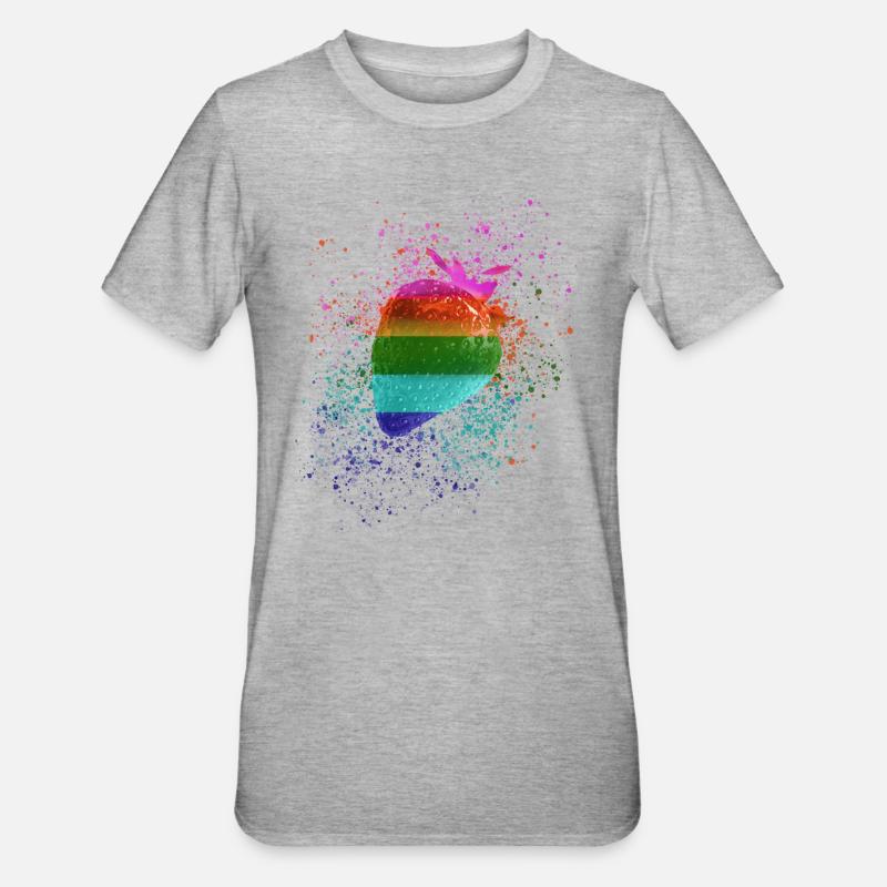 Erdbeere,bunt, popart, graffiti,Regenbogen,LGBT - Unisex Polycotton T-Shirt - Grau meliert