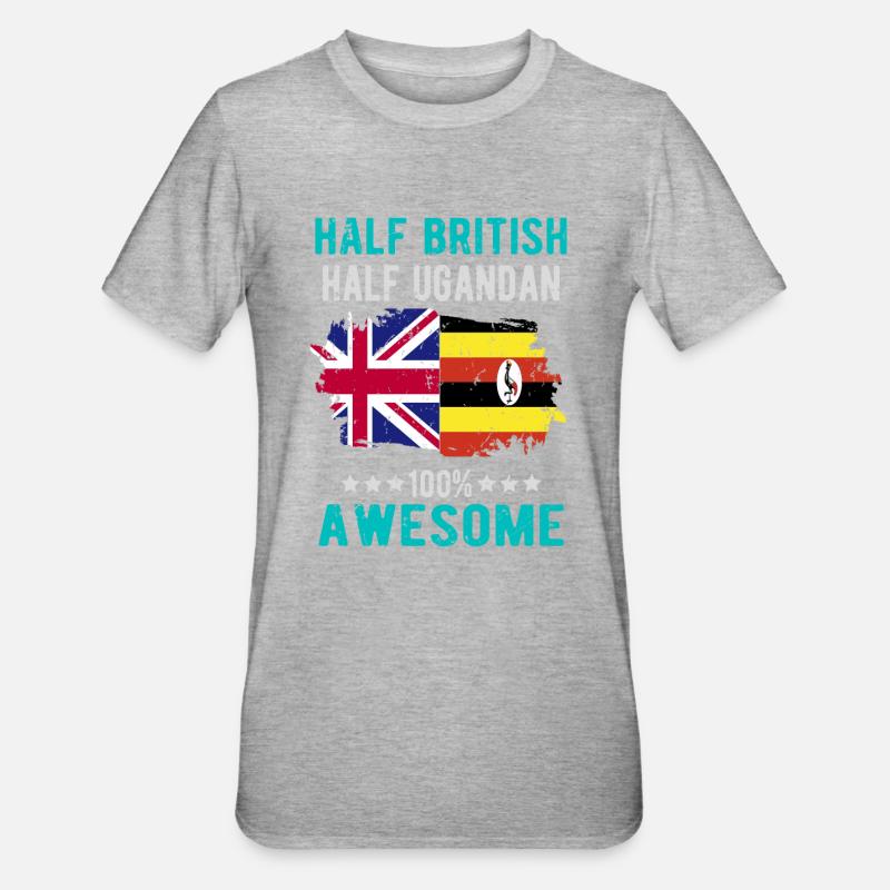 Halb Brite Halb Ugander - Unisex Polycotton T-Shirt - Grau meliert
