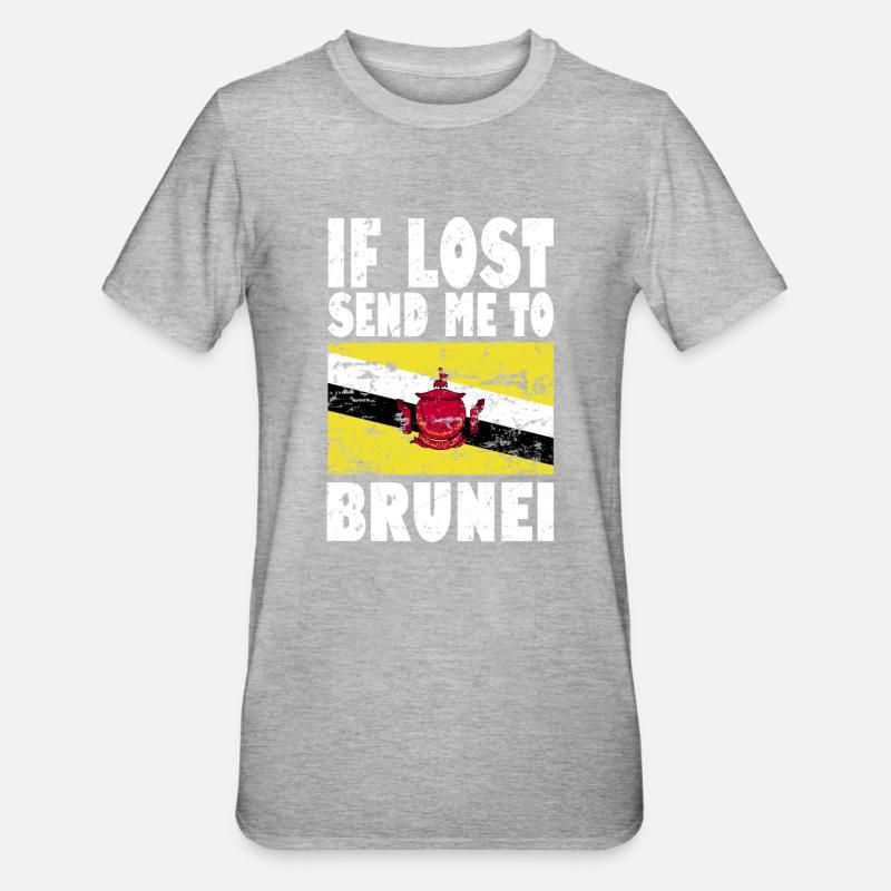 Drapeau du Brunei - T-shirt polycoton Unisexe - gris chiné