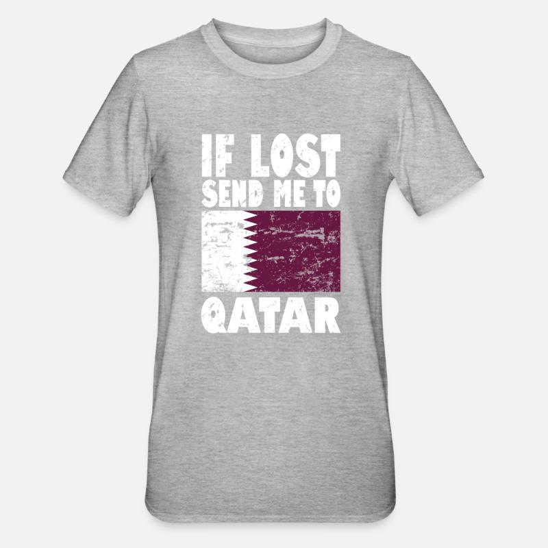 Slogan du drapeau du Qatar - T-shirt polycoton Unisexe - gris chiné