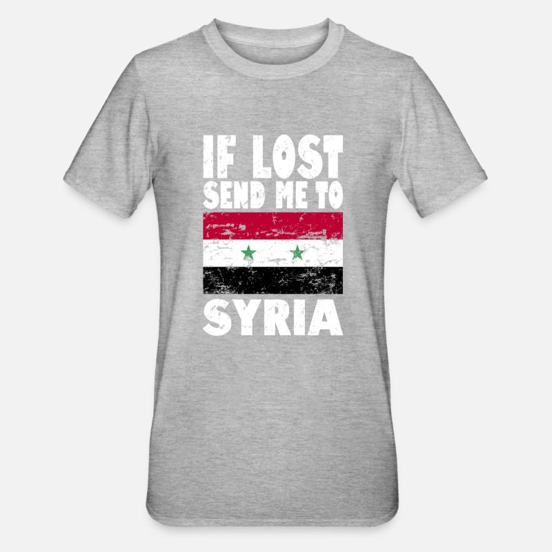 Slogan du drapeau syrien - T-shirt polycoton Unisexe - gris chiné