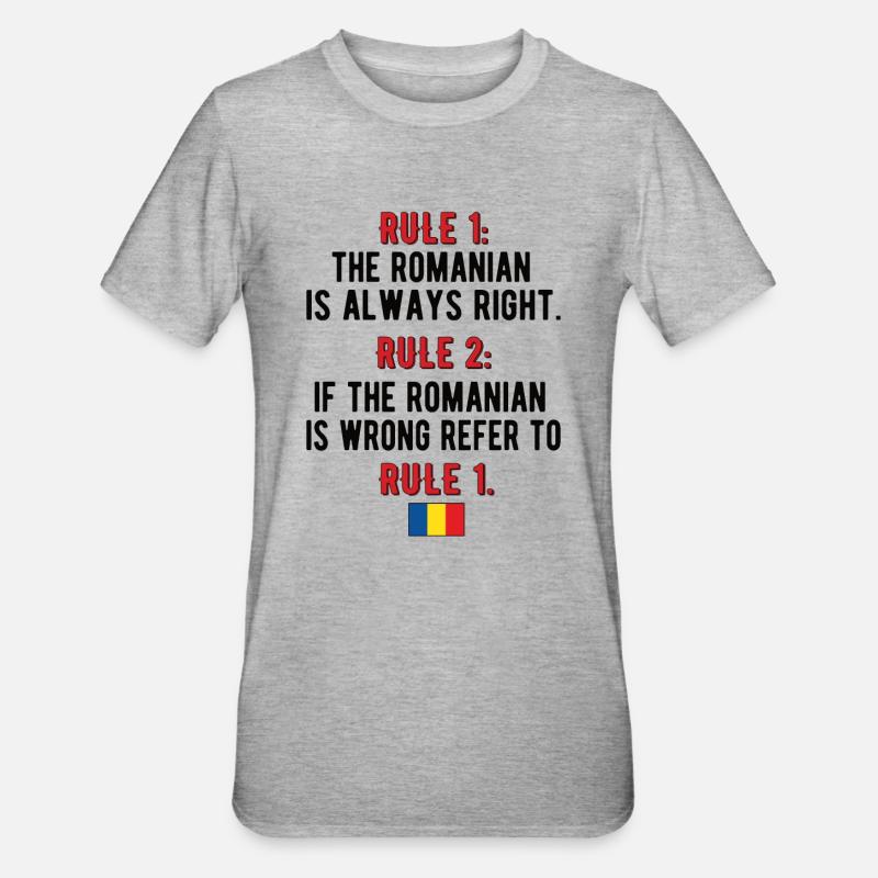 Fier drapeau roumain de la Roumanie Racines roumaines - T-shirt polycoton Unisexe - gris chiné