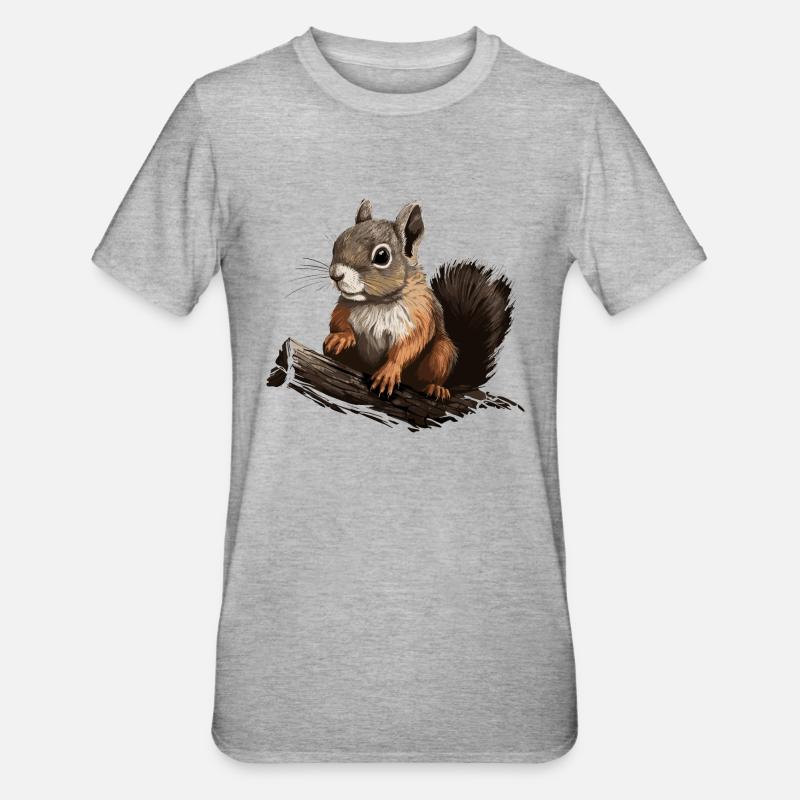 Eichhörnchen Wald Baumhörnchen Hörnchen - Unisex Polycotton T-Shirt - Grau meliert