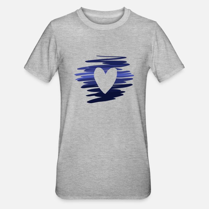 pattern symbol blue heart love - Unisex Polycotton T-Shirt - heather grey