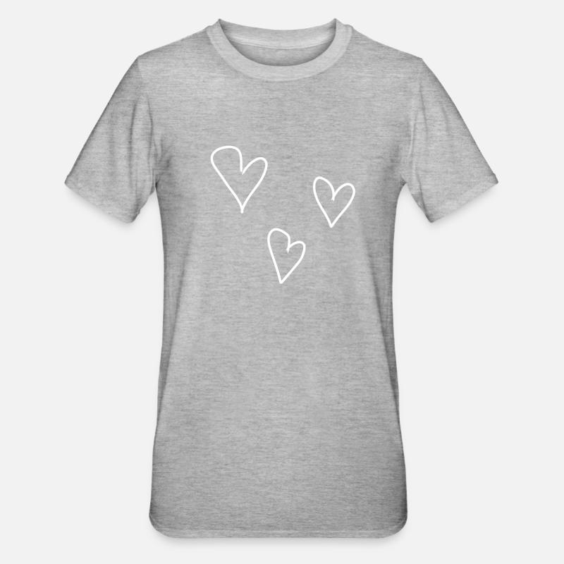 three hearts love symbol - Unisex Polycotton T-Shirt - heather grey