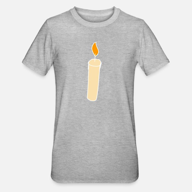 Candle Symbol Fire Light - Unisex Polycotton T-Shirt - heather grey