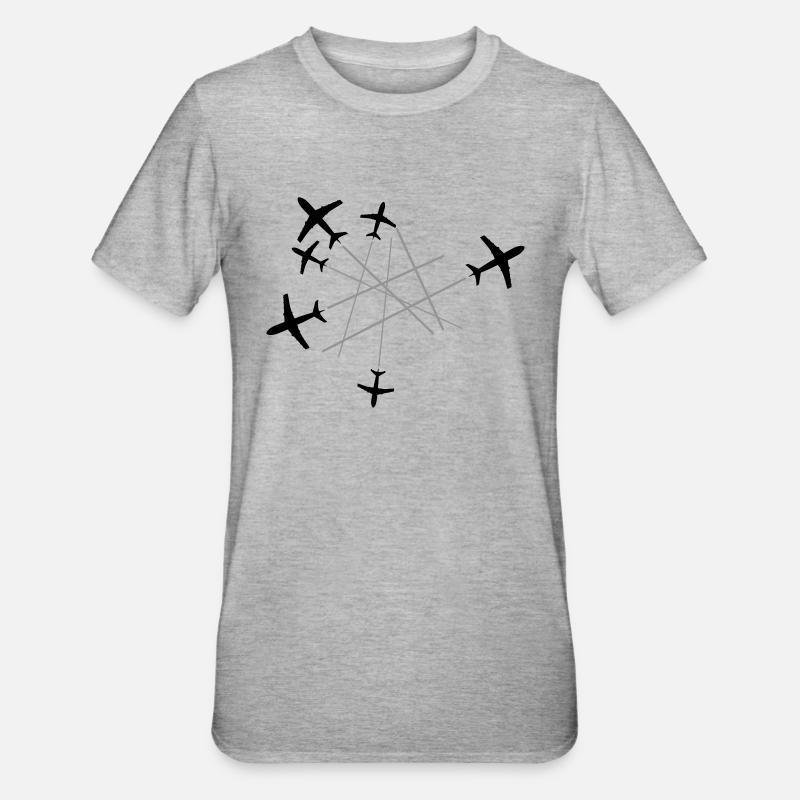 chemtrails many lines top down plane fly pilot mac - Unisex Polycotton T-Shirt - heather grey