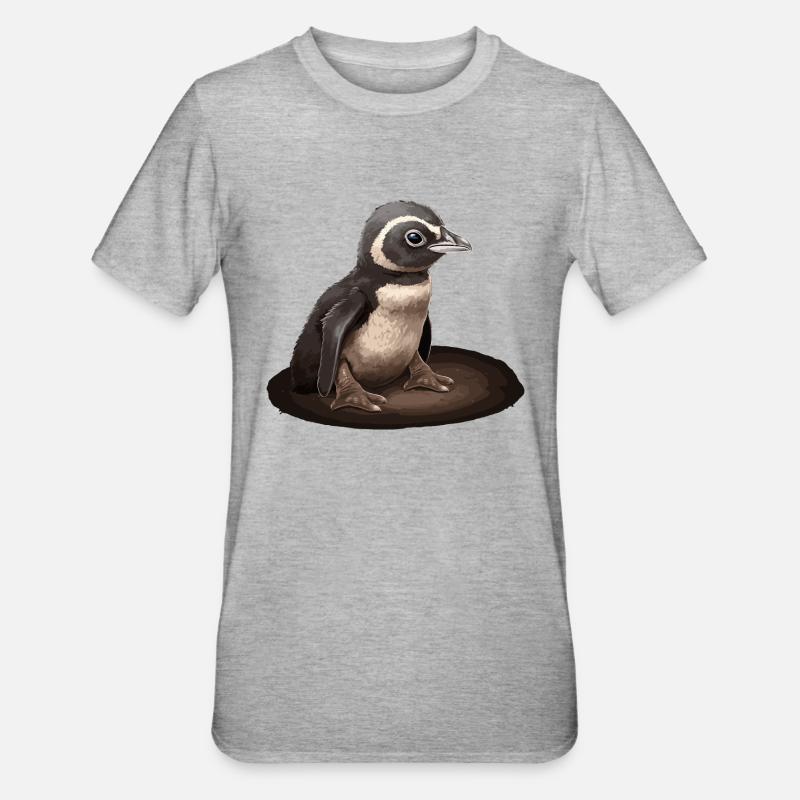 Pingouin Bébé Oiseau Poussin - T-shirt polycoton Unisexe - gris chiné