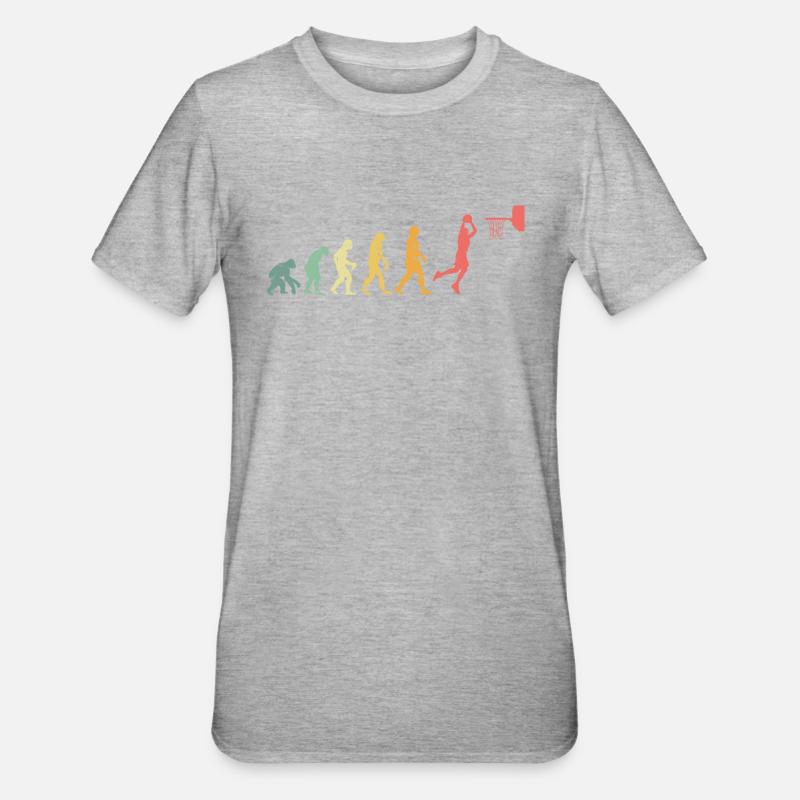 Basketball Evolution Dunk Dunking Geschenkidee - Unisex Polycotton T-Shirt - Grau meliert