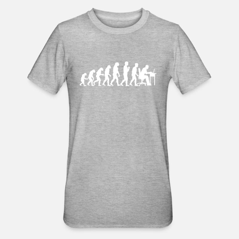 Evolution Computertechniker Nerd Programmierung - Unisex Polycotton T-Shirt - Grau meliert