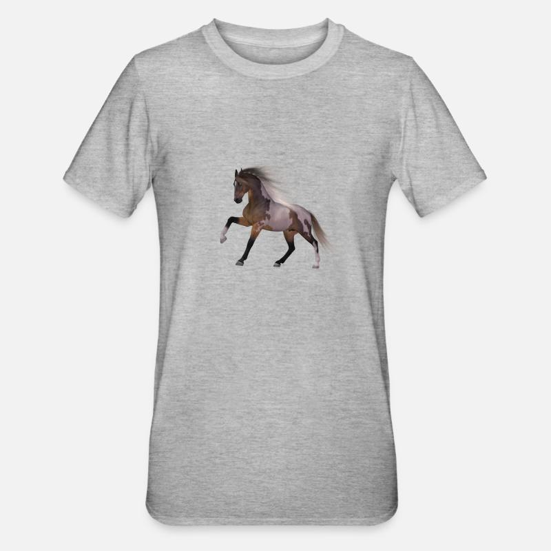 Pferd Geschenk Geschenkidee - Unisex Polycotton T-Shirt - Grau meliert
