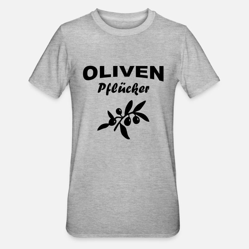 Olivenpflücker Oliven - Unisex Polycotton T-Shirt - Grau meliert