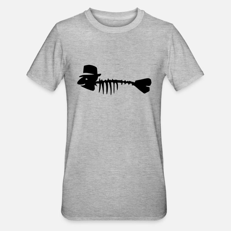 fischgraete mit hut - Unisex Polycotton T-Shirt - Grau meliert
