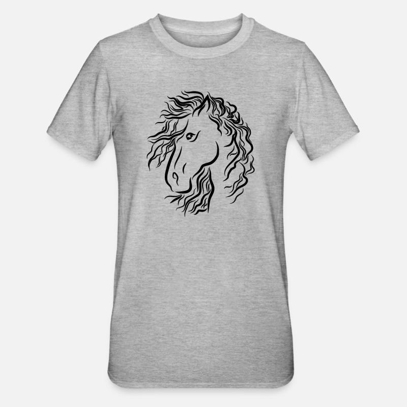 Impressionnant cheval graphique équitation, équitation - T-shirt polycoton Unisexe - gris chiné