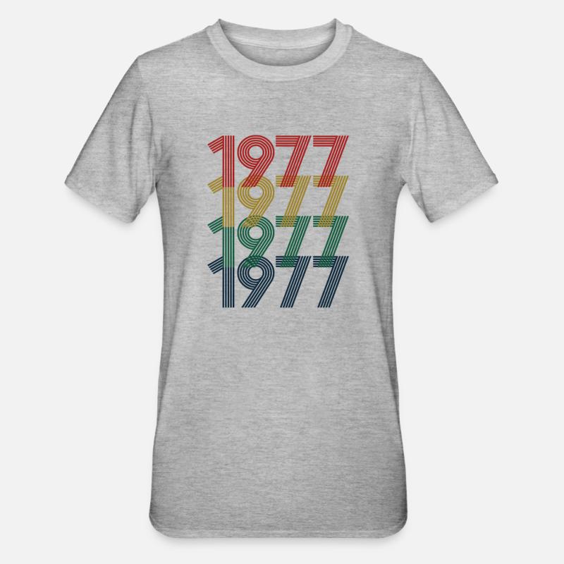 Cool Retro 1977, 45 år, 45 års fødselsdagsgave - Unisex polycotton T-shirt - grå meleret