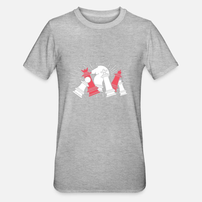 Schach - Unisex Polycotton T-Shirt - Grau meliert