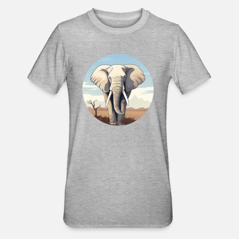 Éléphant - T-shirt polycoton Unisexe - gris chiné