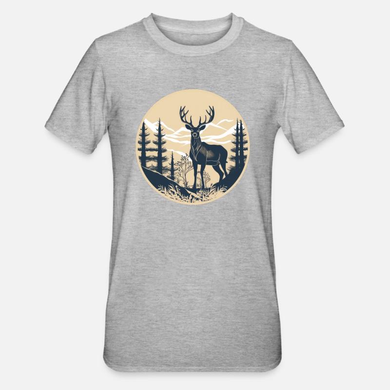 Cerf - T-shirt polycoton Unisexe - gris chiné
