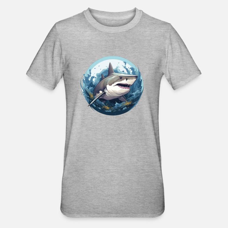 Requin - T-shirt polycoton Unisexe - gris chiné